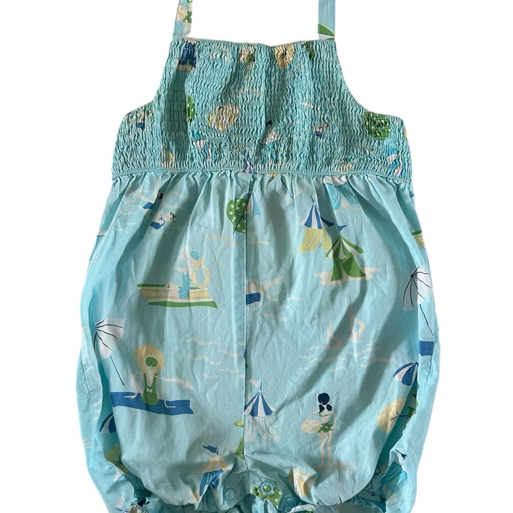 Gymboree Pool Party Baby Girl Romper Shortall 18-24 Months Blue Swim Print